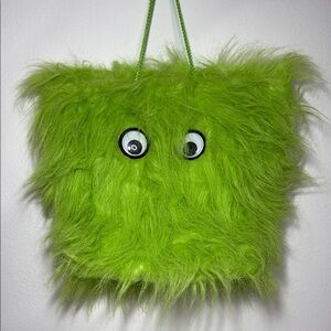 Fuzzy Green Monster Halloween Bag